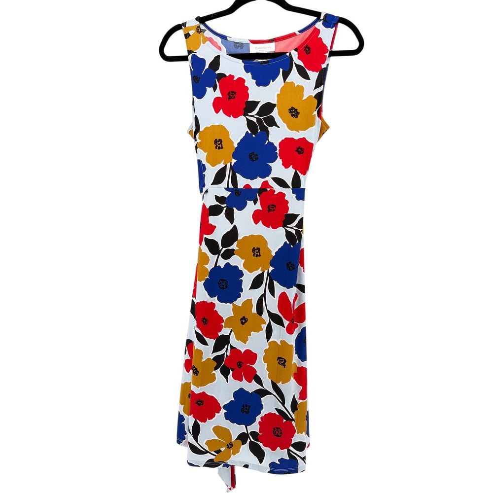 Motherhood Maternity Floral Sleeveless Tie Waist‎ Dress Red Blue Yellow Size M